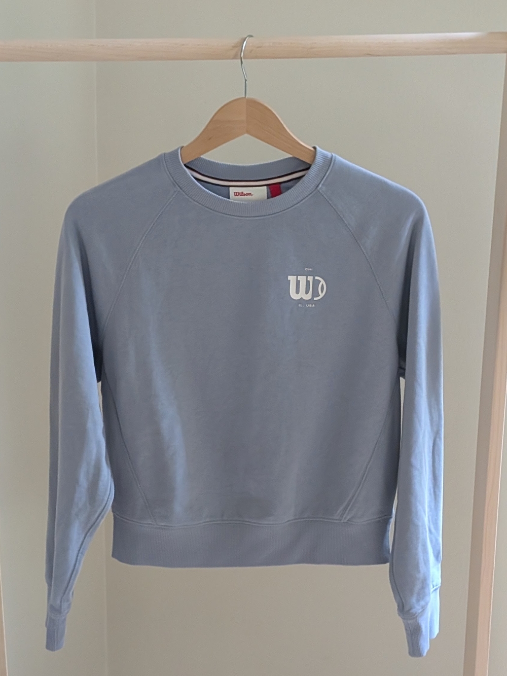 Wilson Tennis Court & Logo Emblem Crewneck Sweatshirt In Light Blue - XS